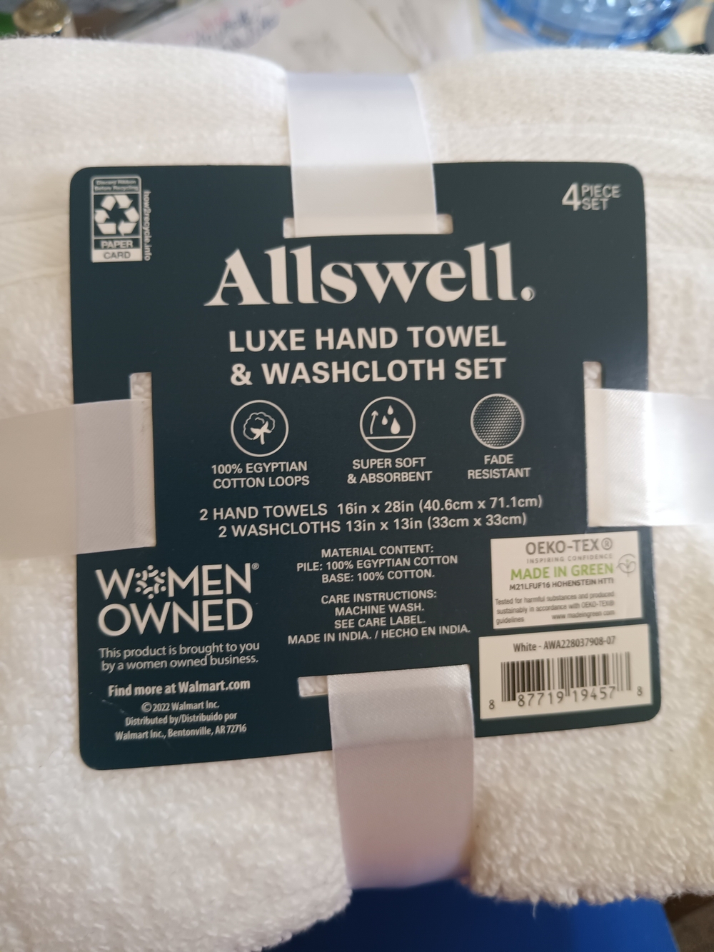Swell Luxe White Hand Towel & Washcloth Set